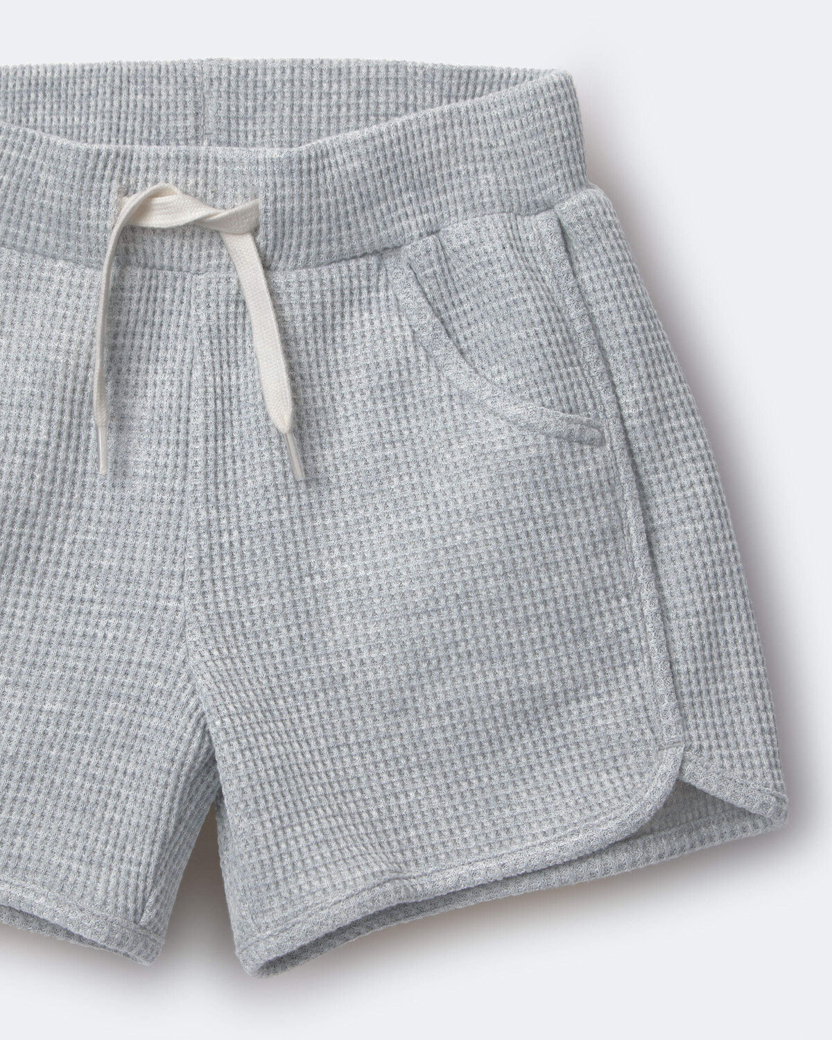 Toddler Waffle Knit Dolphin-Hem Short - Heather Grey - Image 6