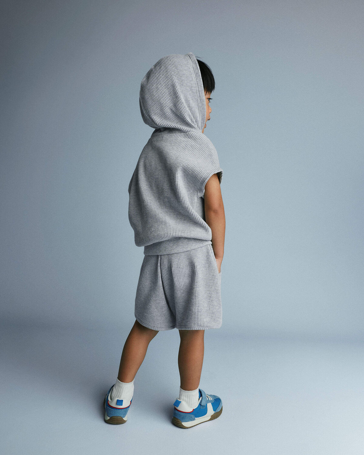 Toddler Waffle Knit Dolphin-Hem Short - Heather Grey - Image 4