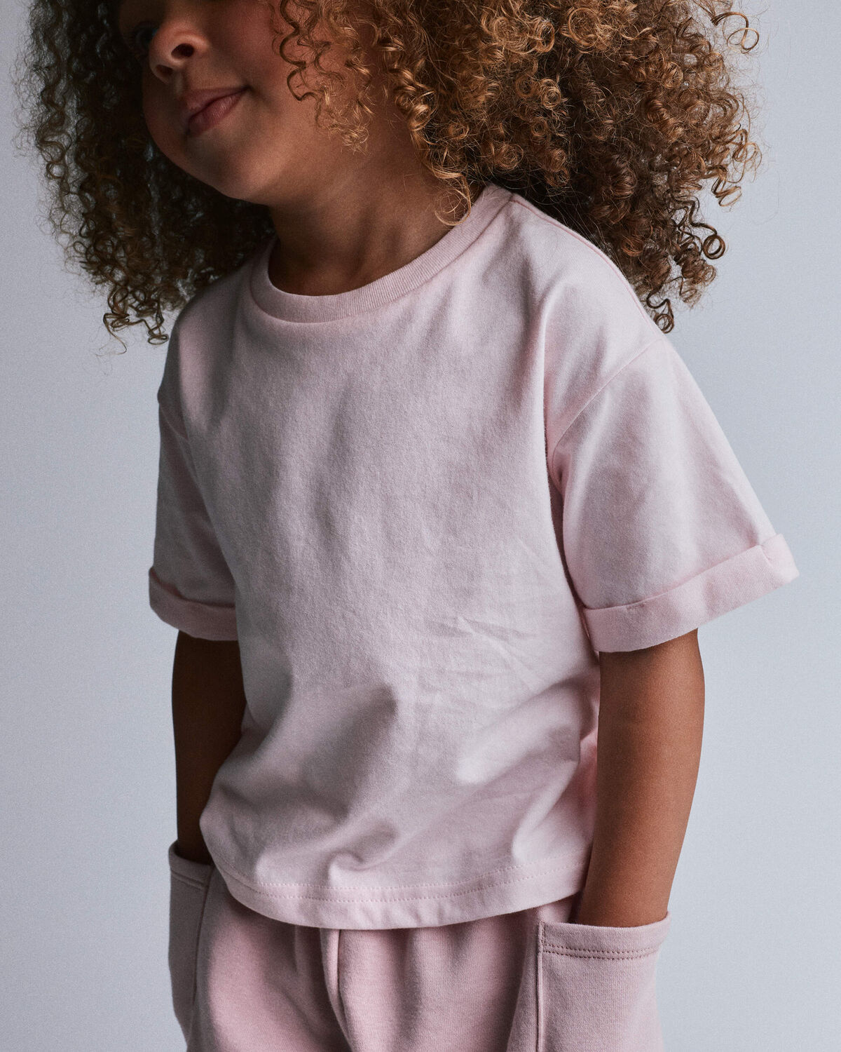 Toddler Rolled Cuff Tee - Light Pink - Image 3
