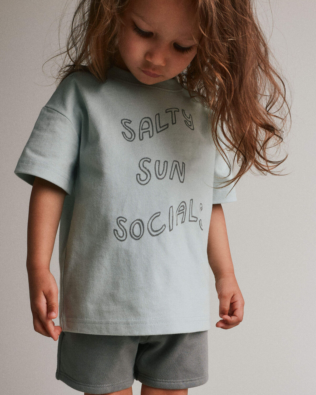 Toddler 'Salty Sun Socials' Premium Relaxed Graphic Tee - Light Blue - Image 3