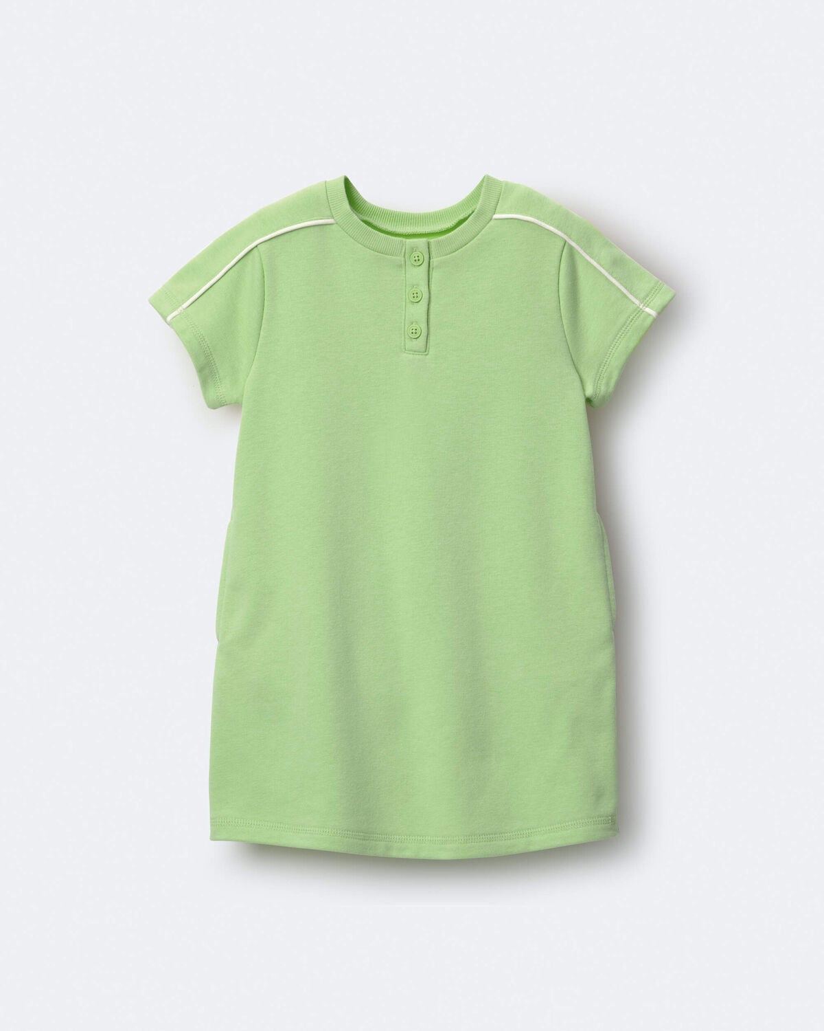 Toddler Girl Henley T-Shirt Dress - Lime Green - Image 2