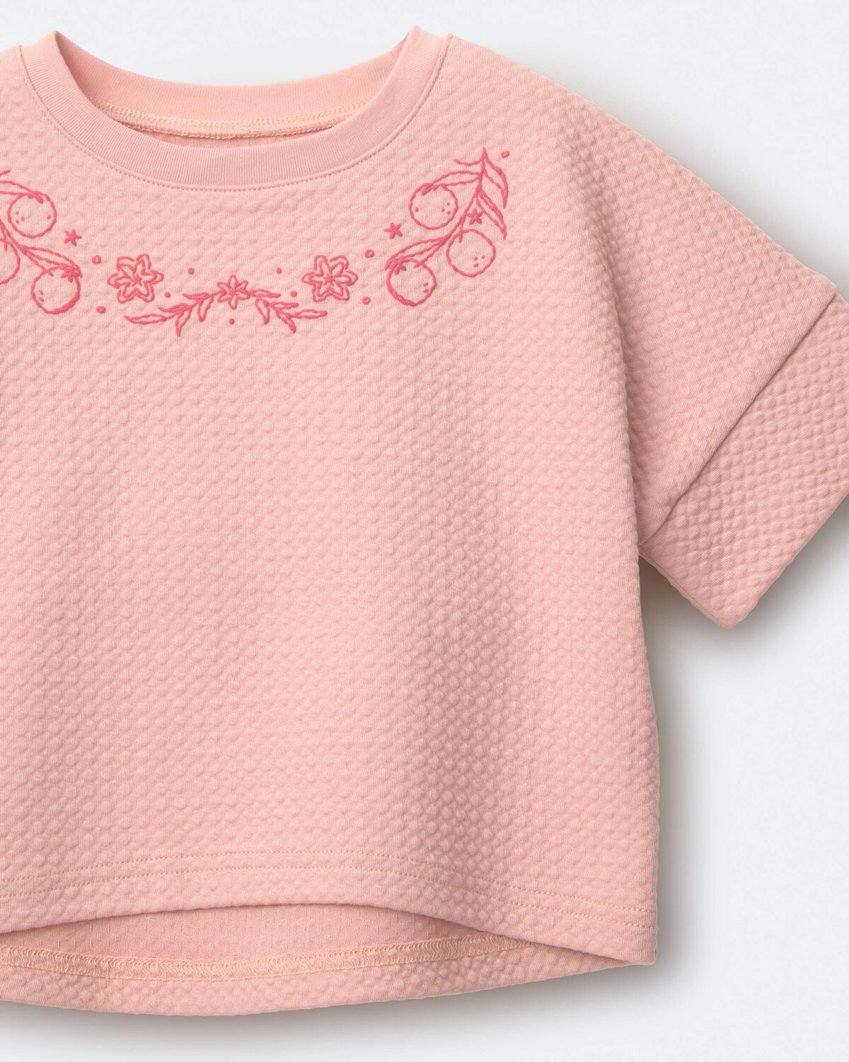 Toddler Girl High-Low Bubble Dolman Tee - Light Pink - Image 5