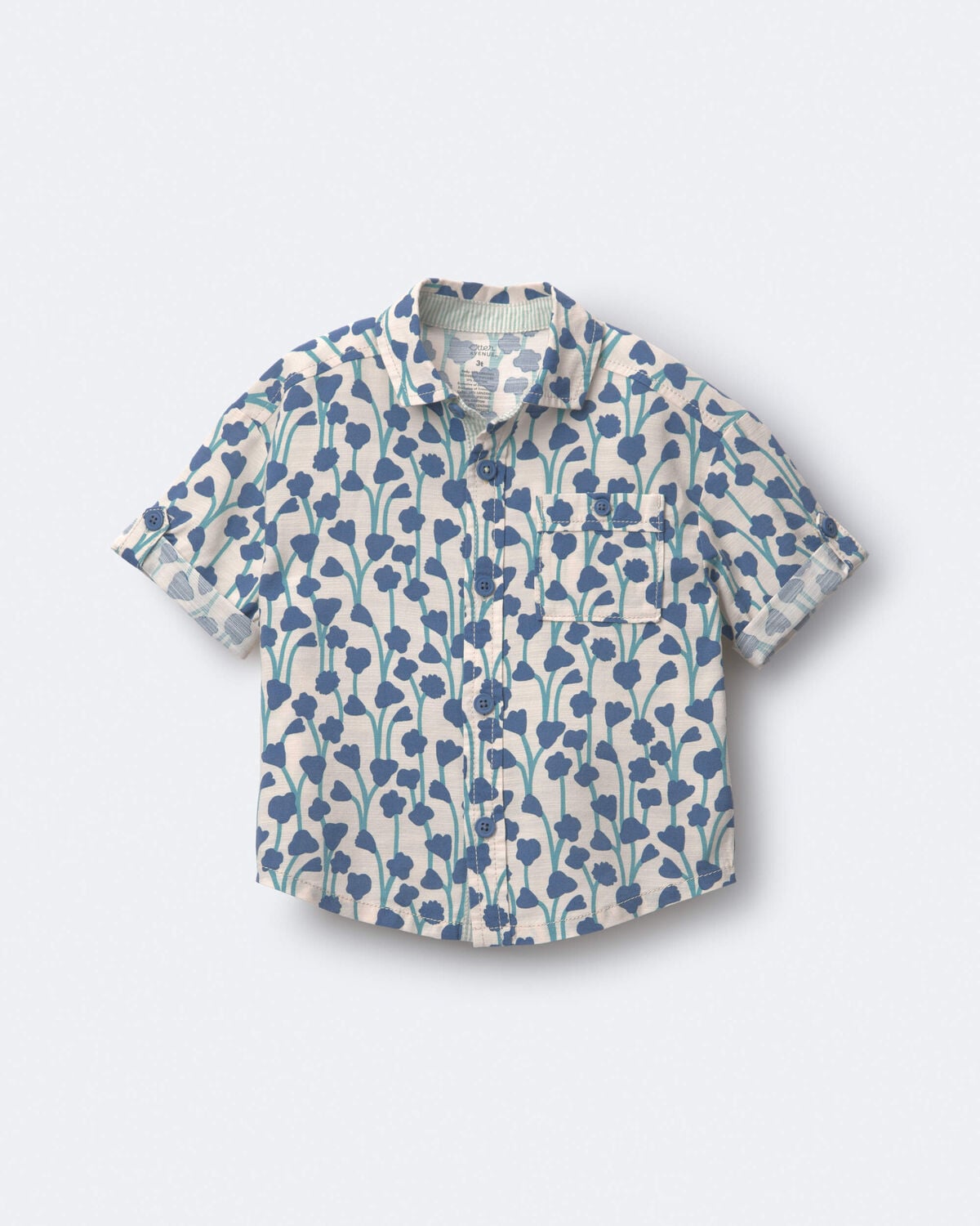 Toddler Boy Button-Down Short-Sleeve Shirt in Wildflower Print - Cream - Image 2