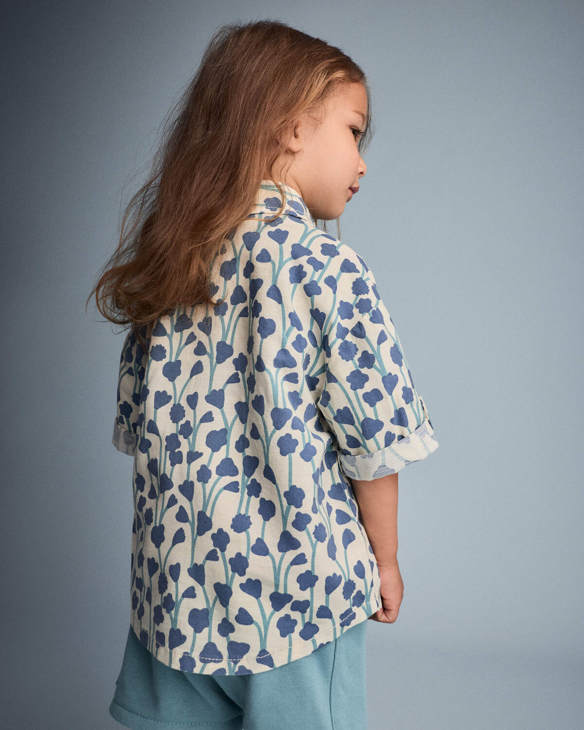Toddler Boy Button-Down Short-Sleeve Shirt in Wildflower Print - Cream - Image 4