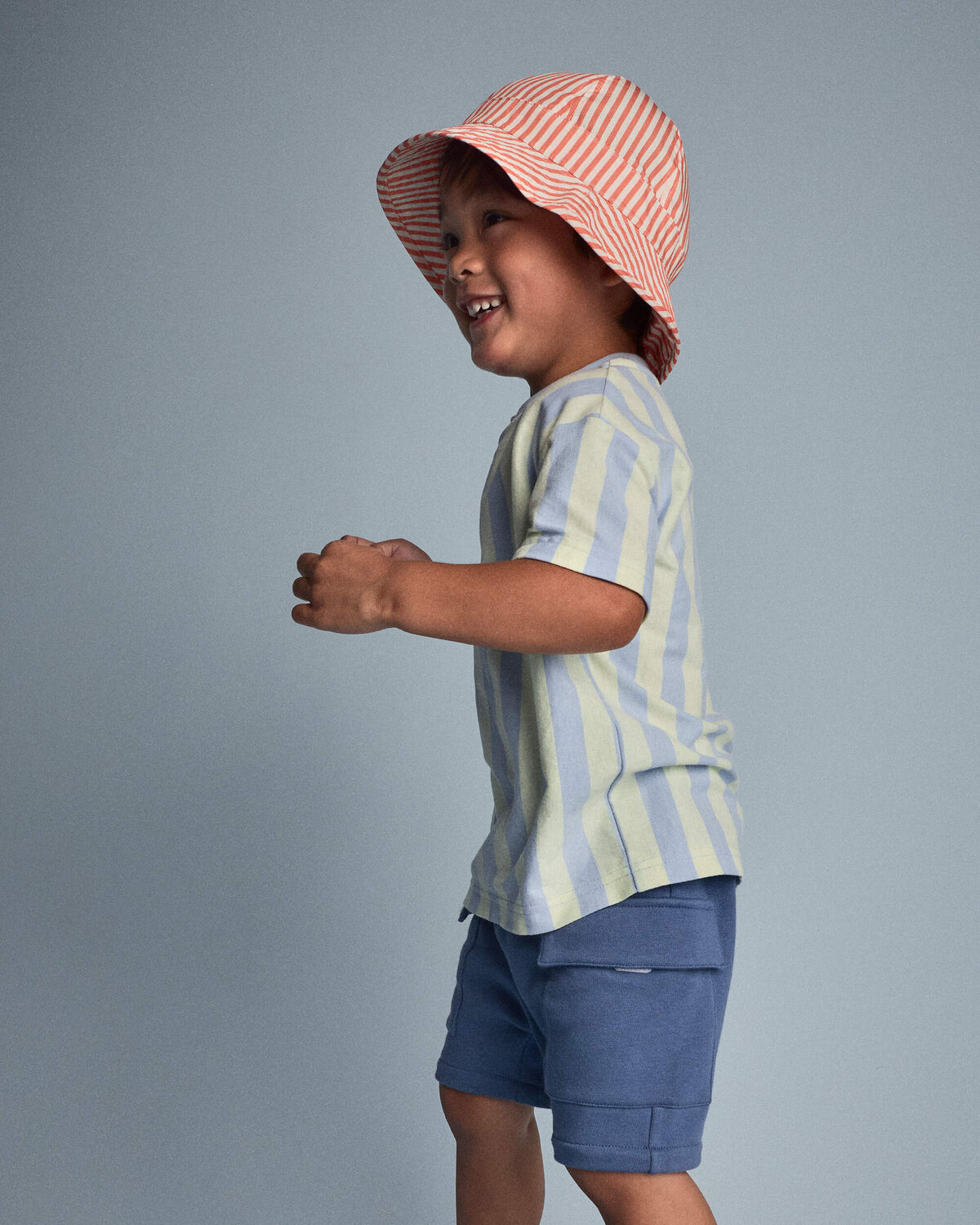 Toddler Boy Relaxed Tee in Stripes - Blue/Yellow - Image 4