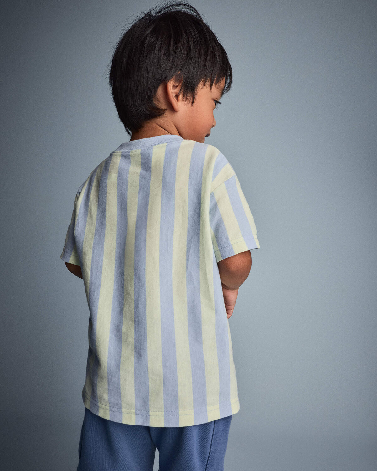 Toddler Boy Relaxed Tee in Stripes - Blue/Yellow - Image 5