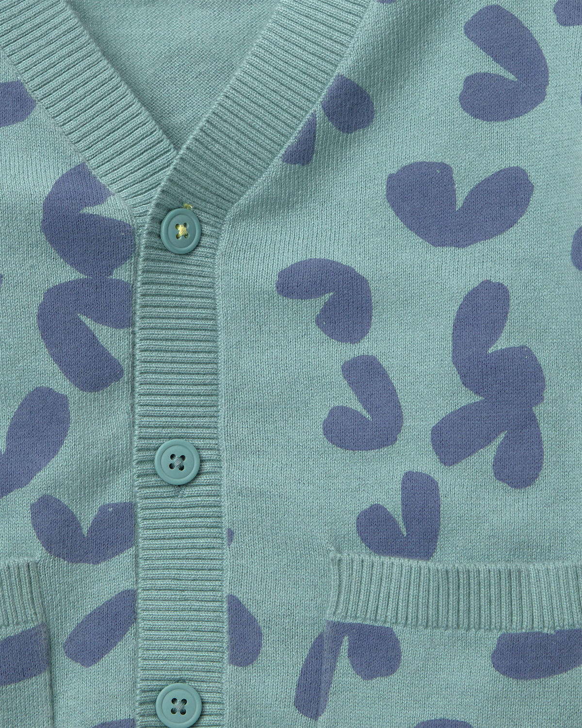Toddler Cardigan with Avenue Pockets in Abstract Print - Teal - Image 2