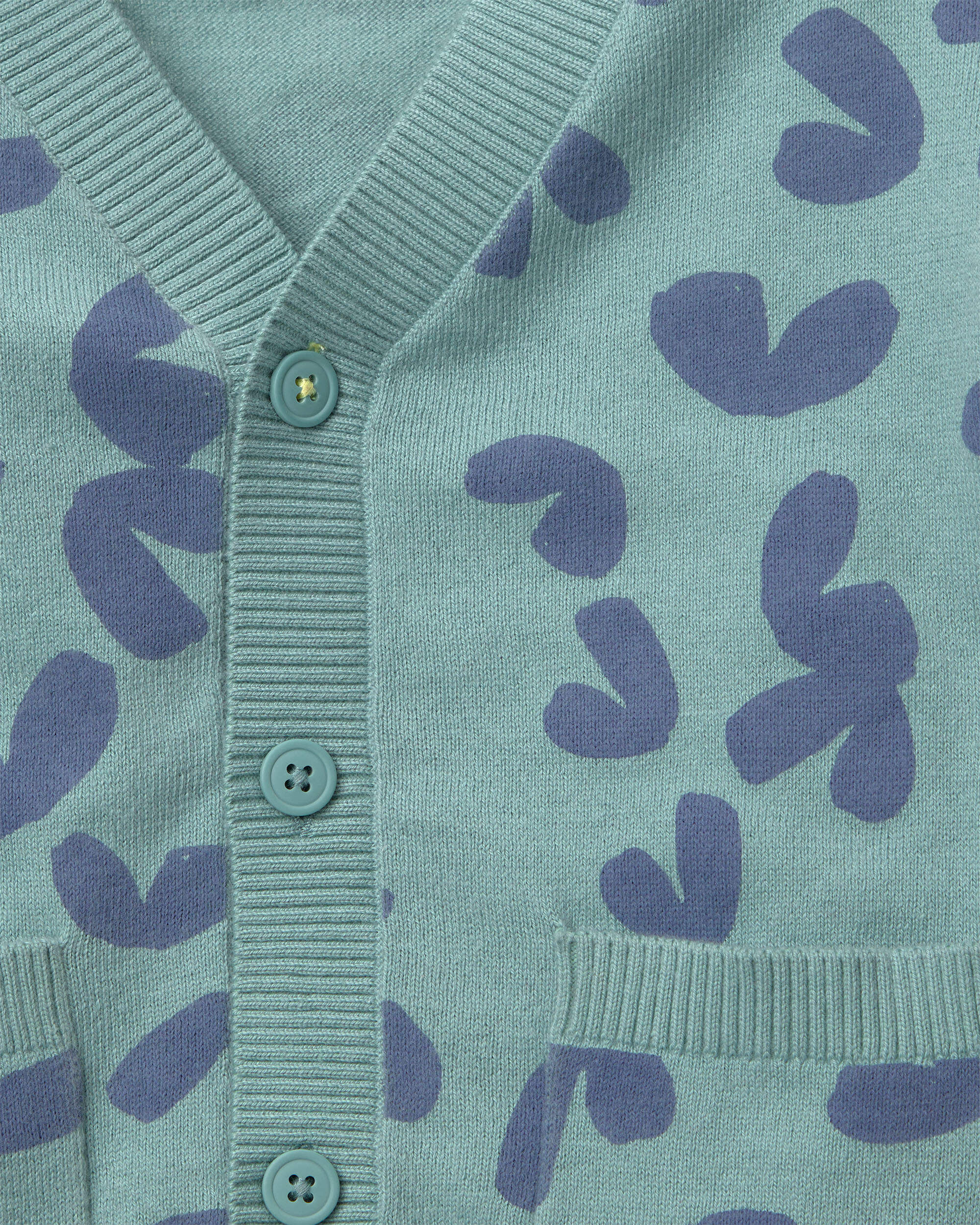 Toddler Cardigan with Avenue Pockets in Abstract Print - Teal - Image 3