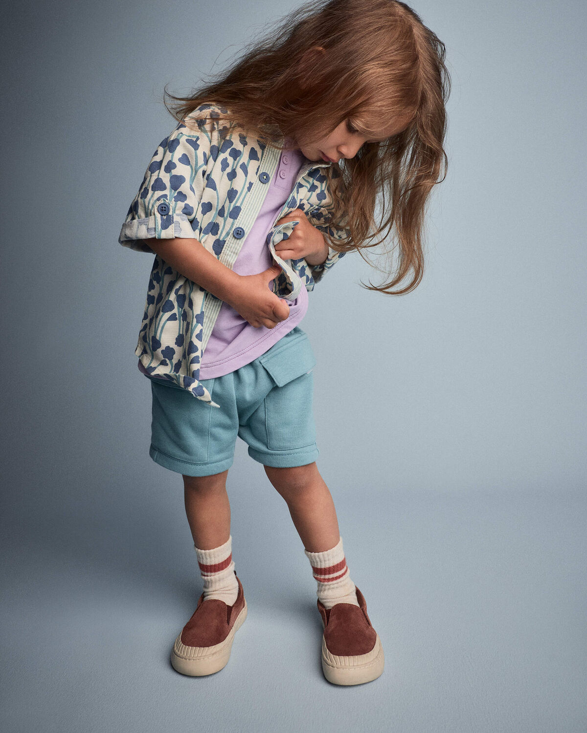 Toddler Boy French Terry Cargo Shorts - Teal - Image 4
