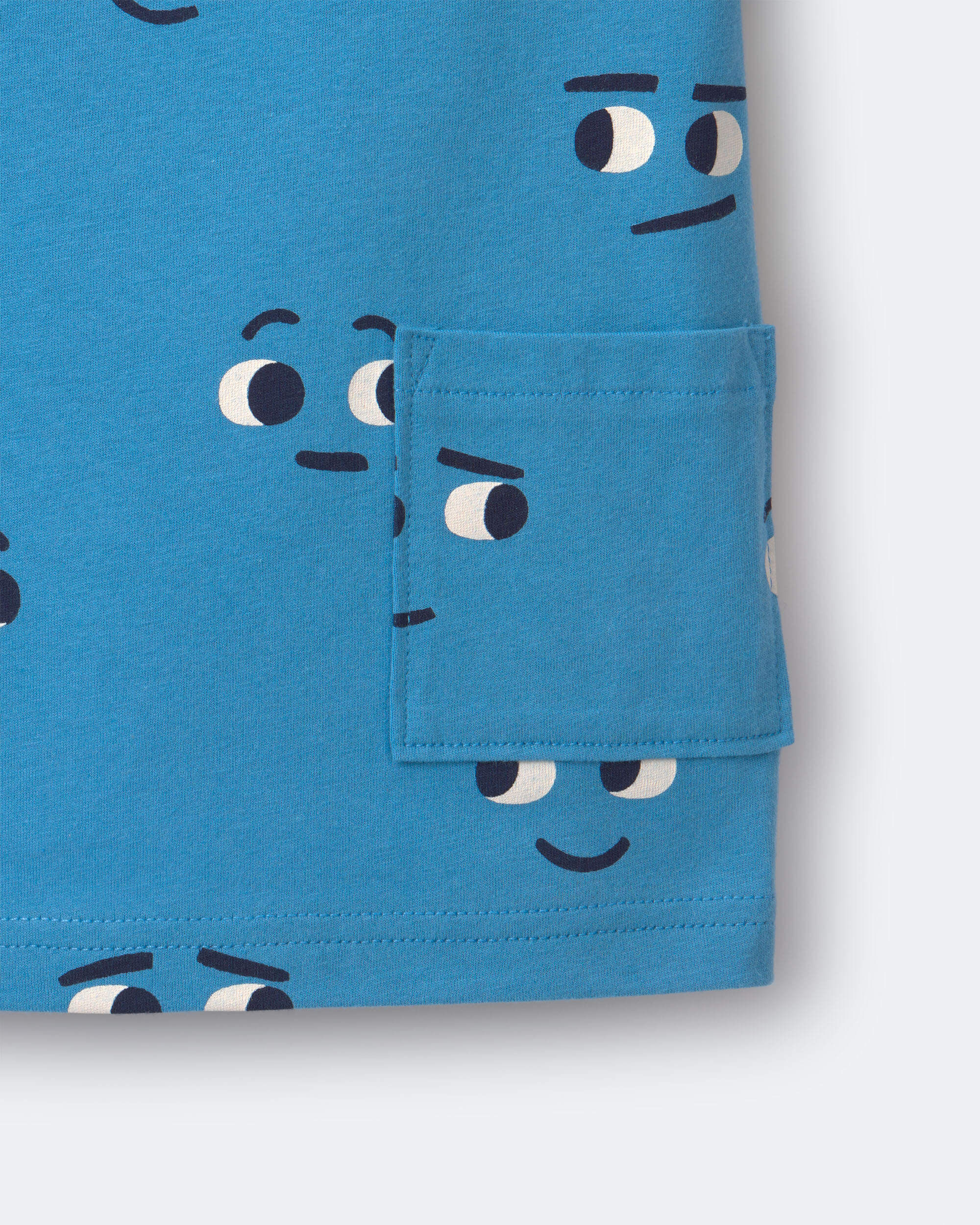 Toddler Otter Pocket Tee in Face Print - Blue - Image 6