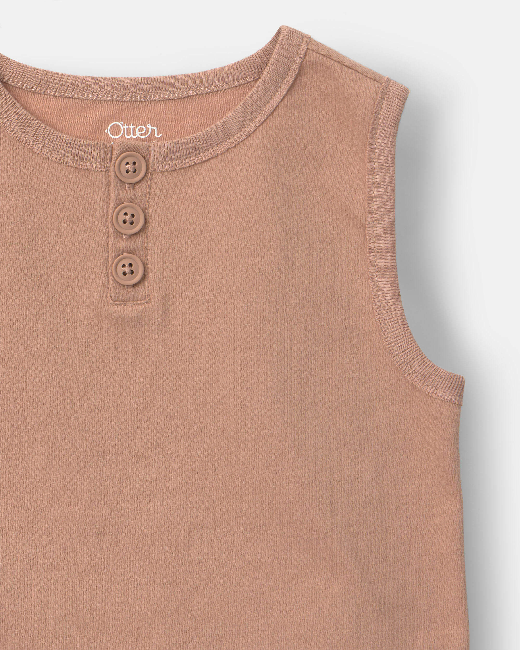 Toddler Boy Henley Tank - Light Brown - Image 6