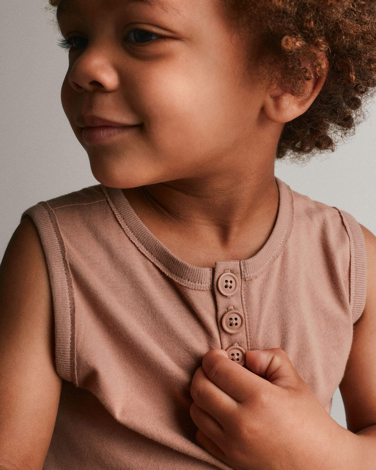Toddler Boy Henley Tank - Light Brown - Image 3