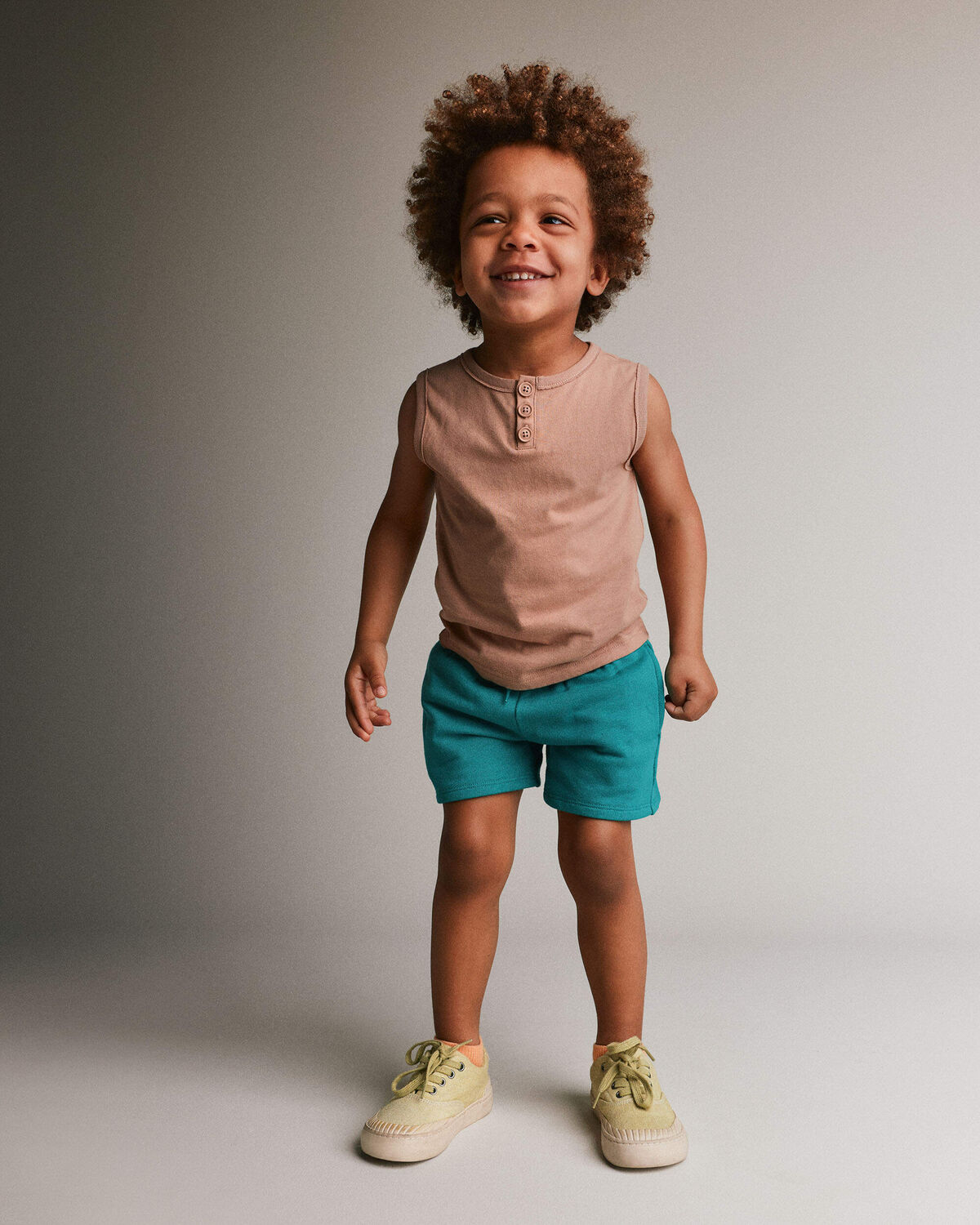 Toddler Boy Henley Tank - Light Brown - Image 4