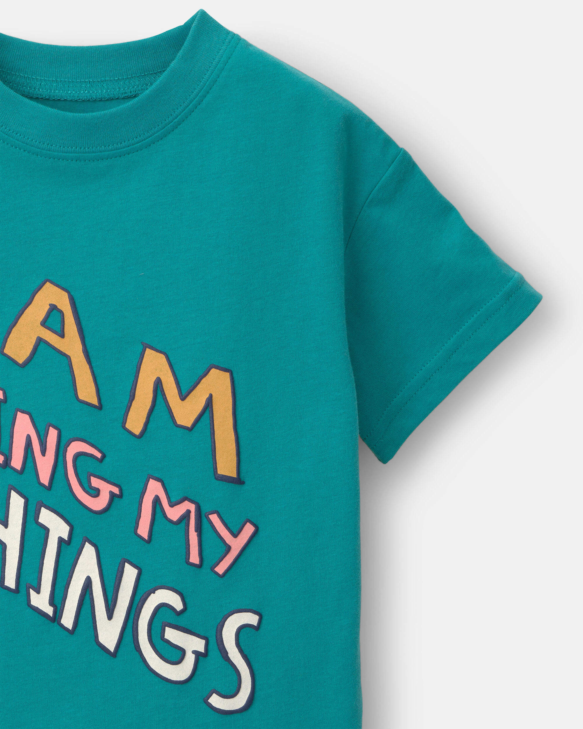Toddler 'I Am Doing My Things' Relaxed Graphic Tee - Teal - Image 6
