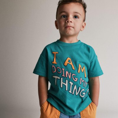 Toddler 'I Am Doing My Things' Relaxed  Graphic Tee - Teal