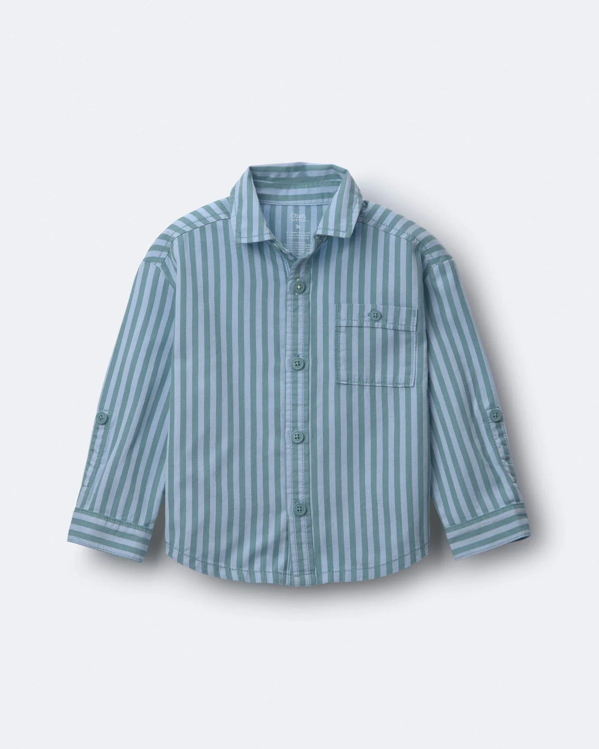 Toddler Boy Button-Down Long-Sleeve Shirt in Stripes - Blue - Image 2