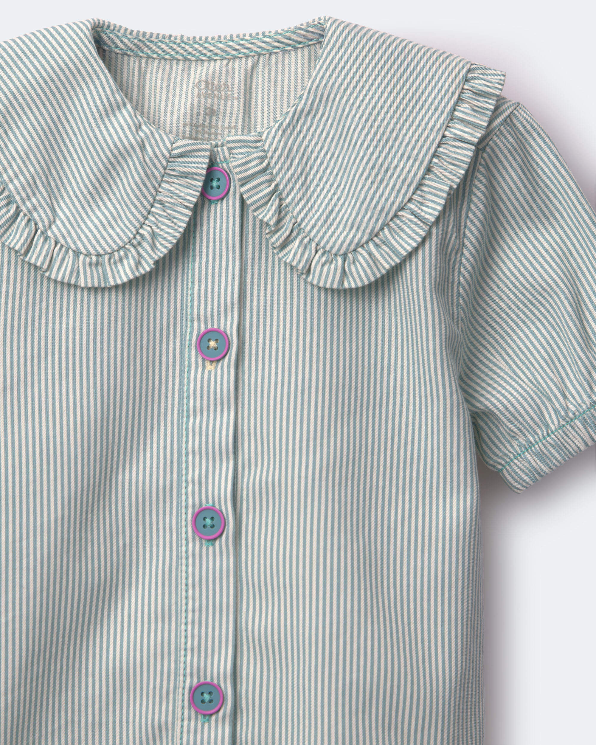Toddler Girl Peter Pan Collar Top in Stripes - Pink - Image 5