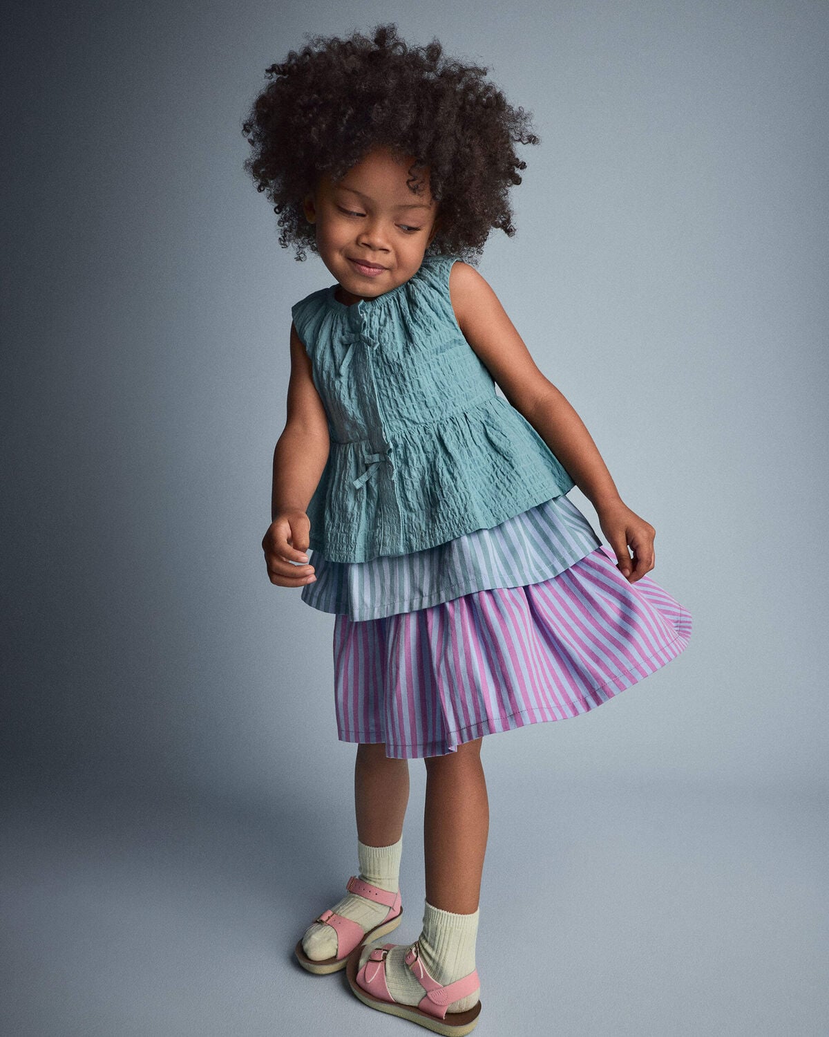 Toddler Girl Peplum Top - Teal - Image 3