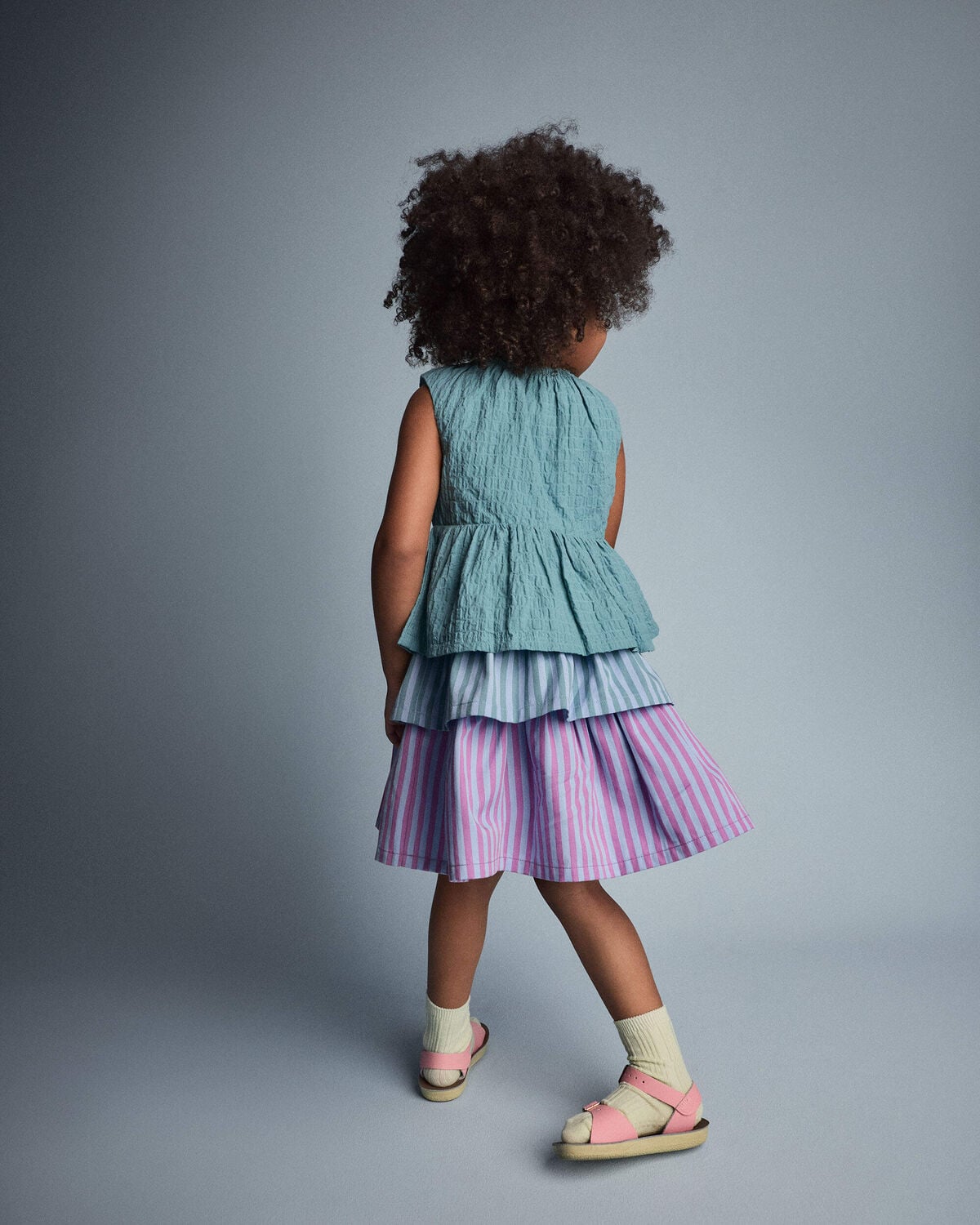 Toddler Girl Peplum Top - Teal - Image 4