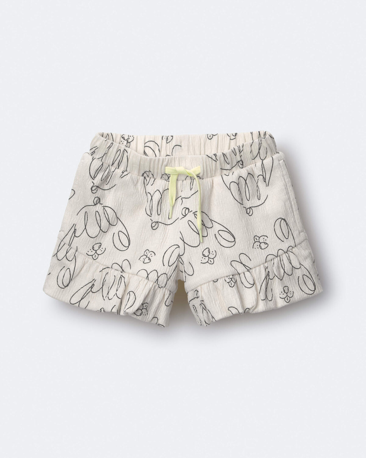 Toddler Girl Ruffle Butterfly Shorts in Dog Print - Cream