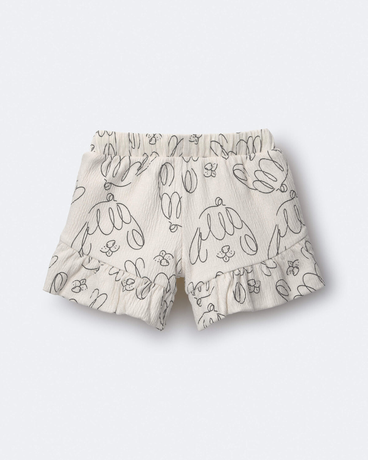 Toddler Girl Ruffle Butterfly Shorts in Dog Print - Cream - Image 2