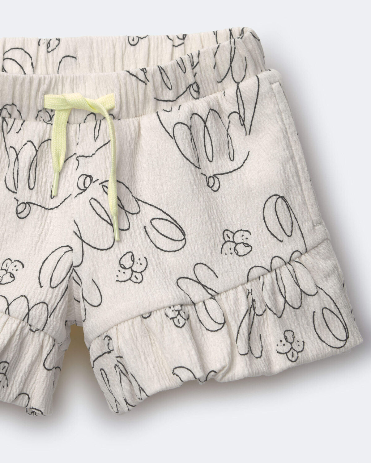 Toddler Girl Ruffle Butterfly Shorts in Dog Print - Cream - Image 3
