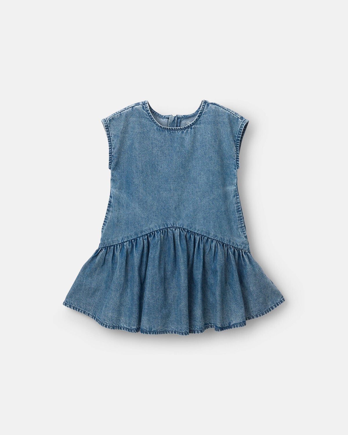 Toddler Girl Asymmetrical Drop-Waist Dress in Denim - Image 2