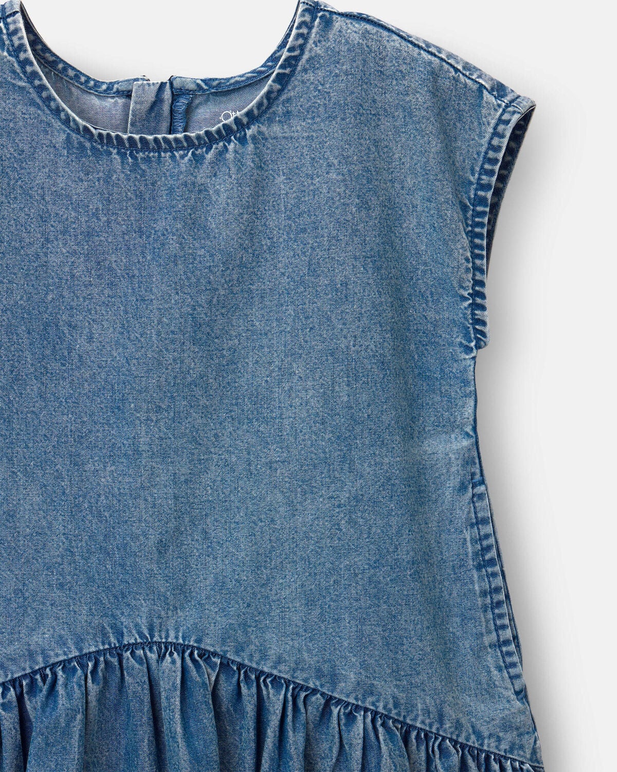 Toddler Girl Asymmetrical Drop-Waist Dress in Denim - Image 6