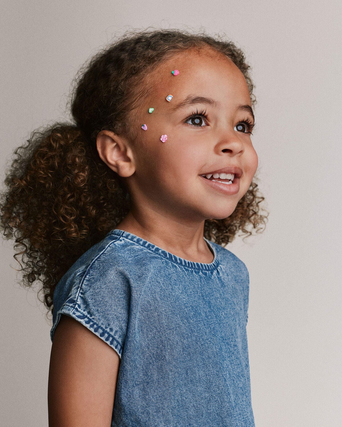 Toddler Girl Asymmetrical Drop-Waist Dress in Denim - Image 5