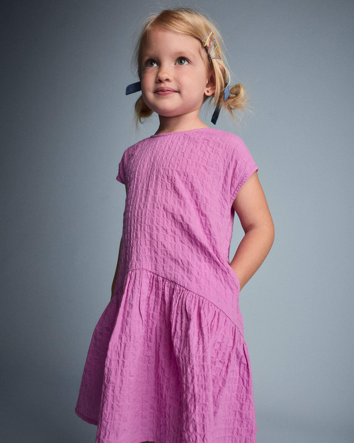 Toddler Girl Asymmetrical Drop-Waist Dress - Pink - Image 3