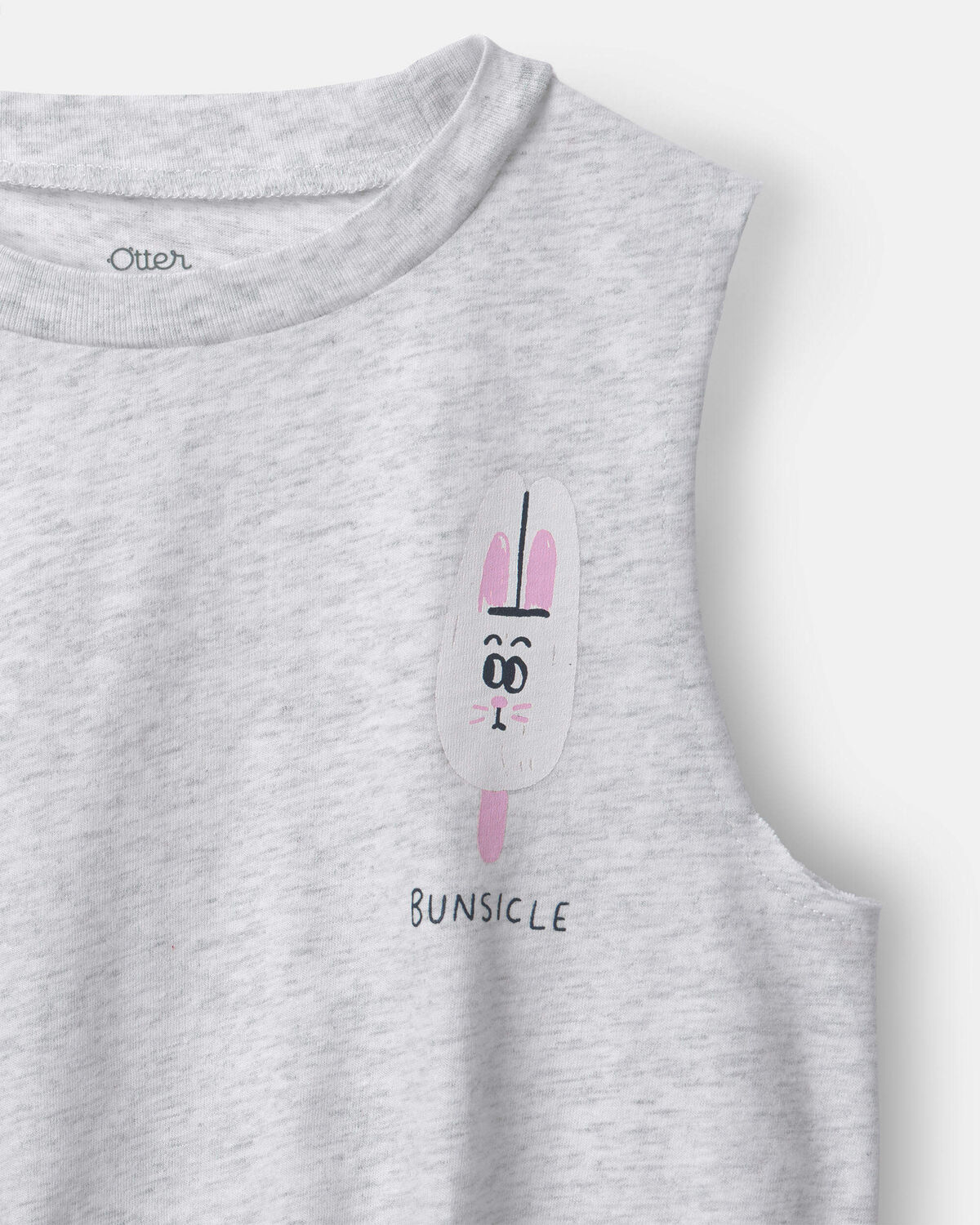 Toddler Girl 'Bunsicle' Elastic Waist Tank - Heather Grey - Image 5