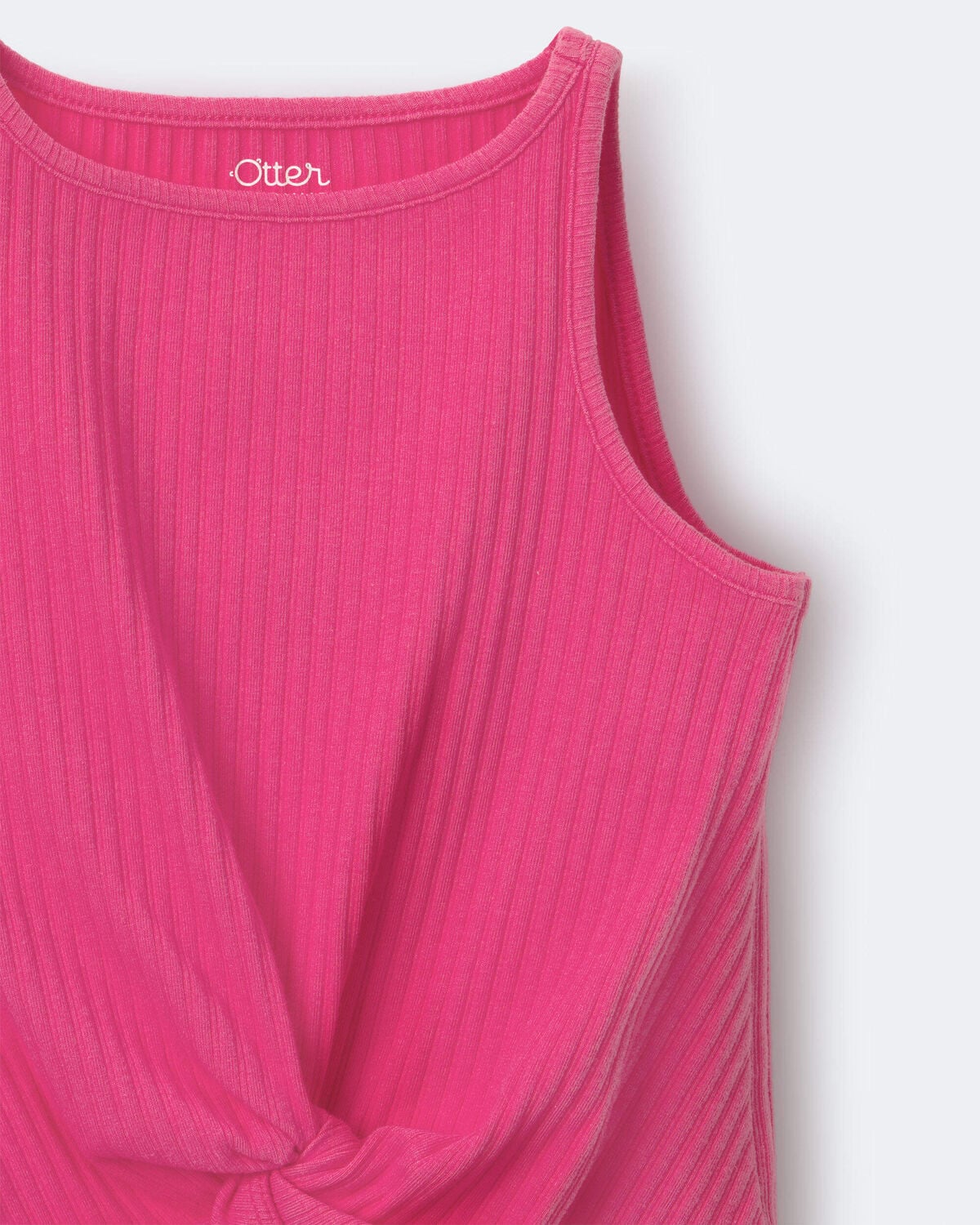 Toddler Girl Tie-Front Ribbed Tank - Hot Pink - Image 5