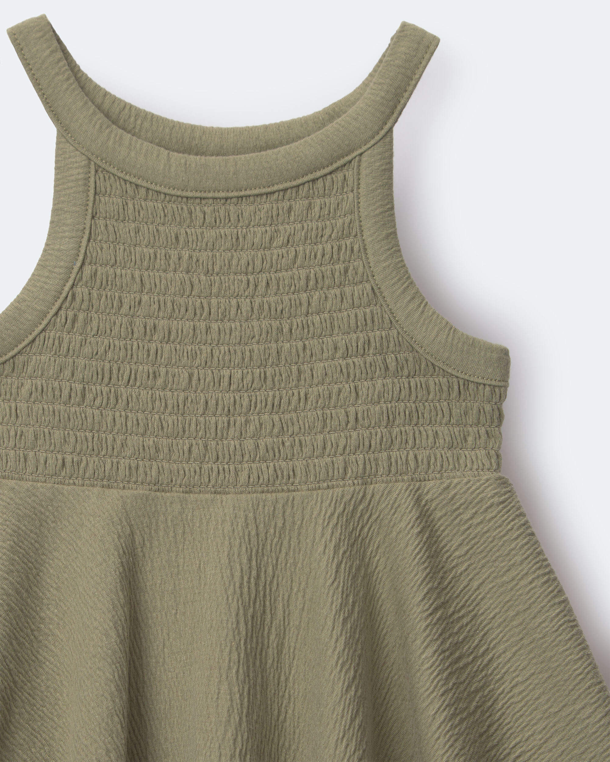 Toddler Girl Smocked Peplum Top in Dot Print - Tan - Image 4