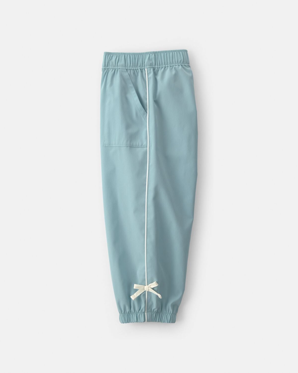 Toddler Girl Bow-Cuff Poplin Joggers - Blue - Image 5