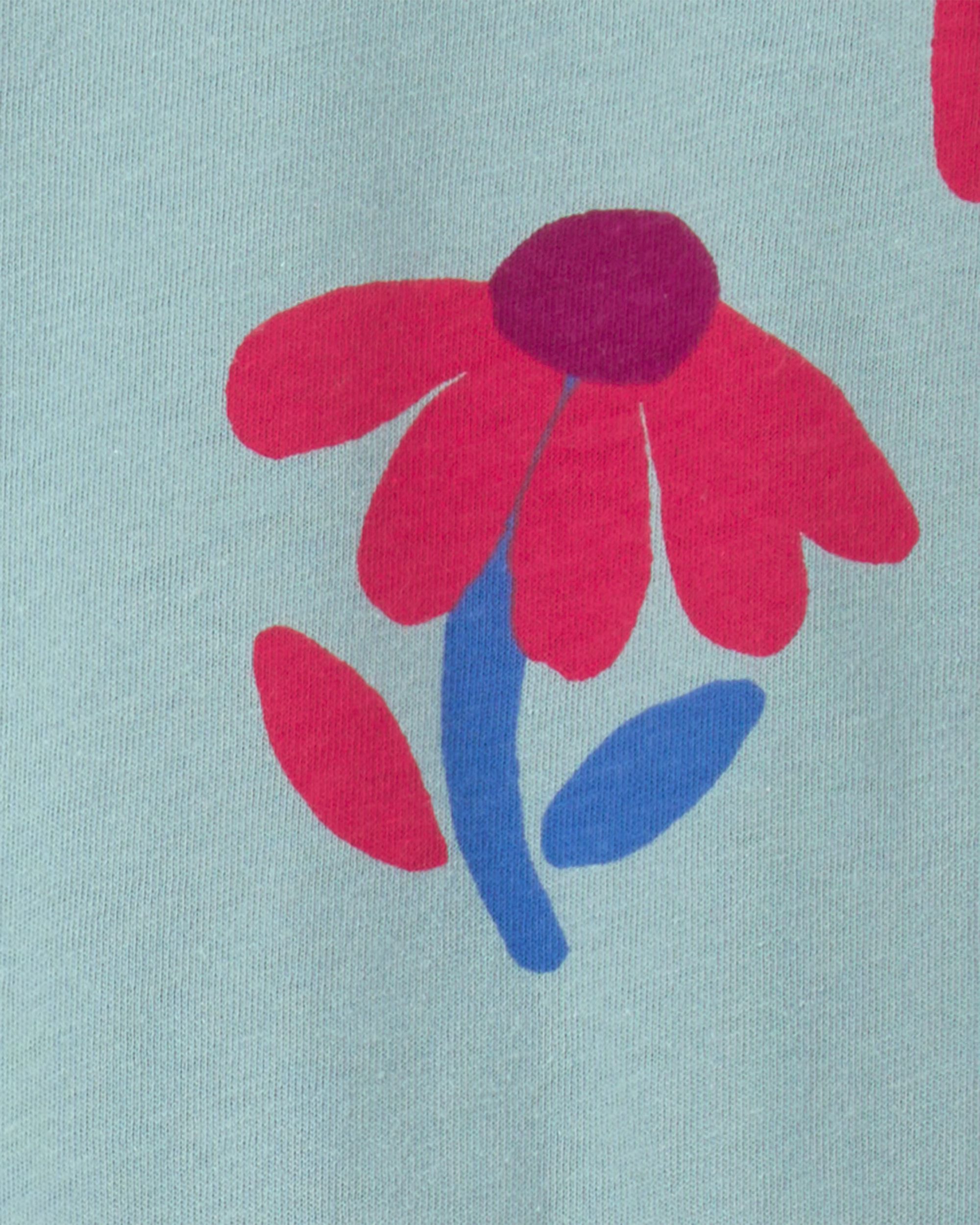 Toddler Girl Floral Long-Sleeve Peplum Top - Blue/Red - Image 3