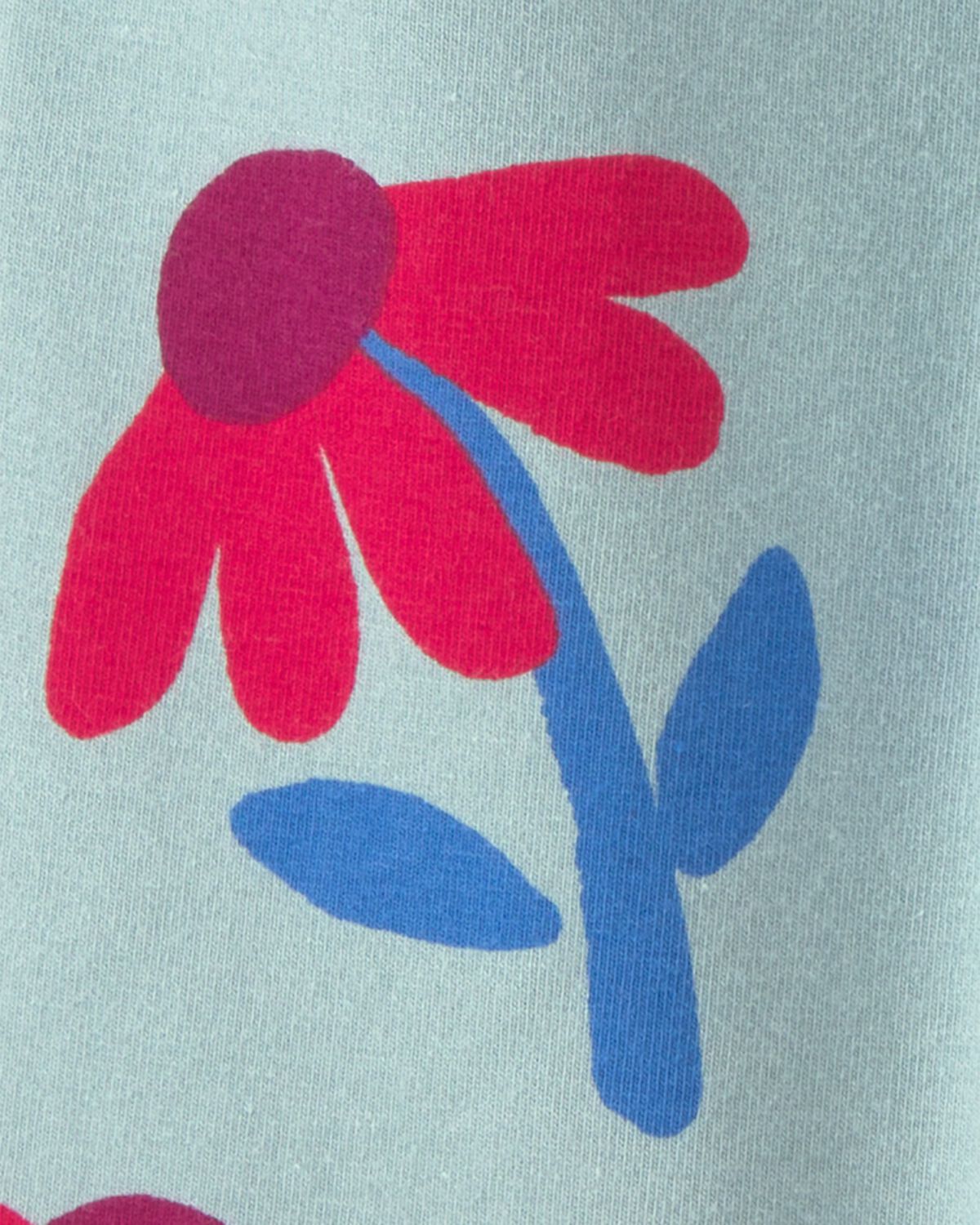 Toddler Girl Floral Pull-On Stretch Flare Leggings - Blue/Red - Image 3