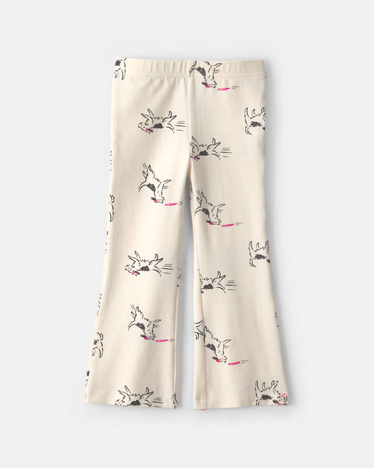 Toddler Girl Dog Cotton Pull-On Stretch Flare Leggings - Cream - Image 2