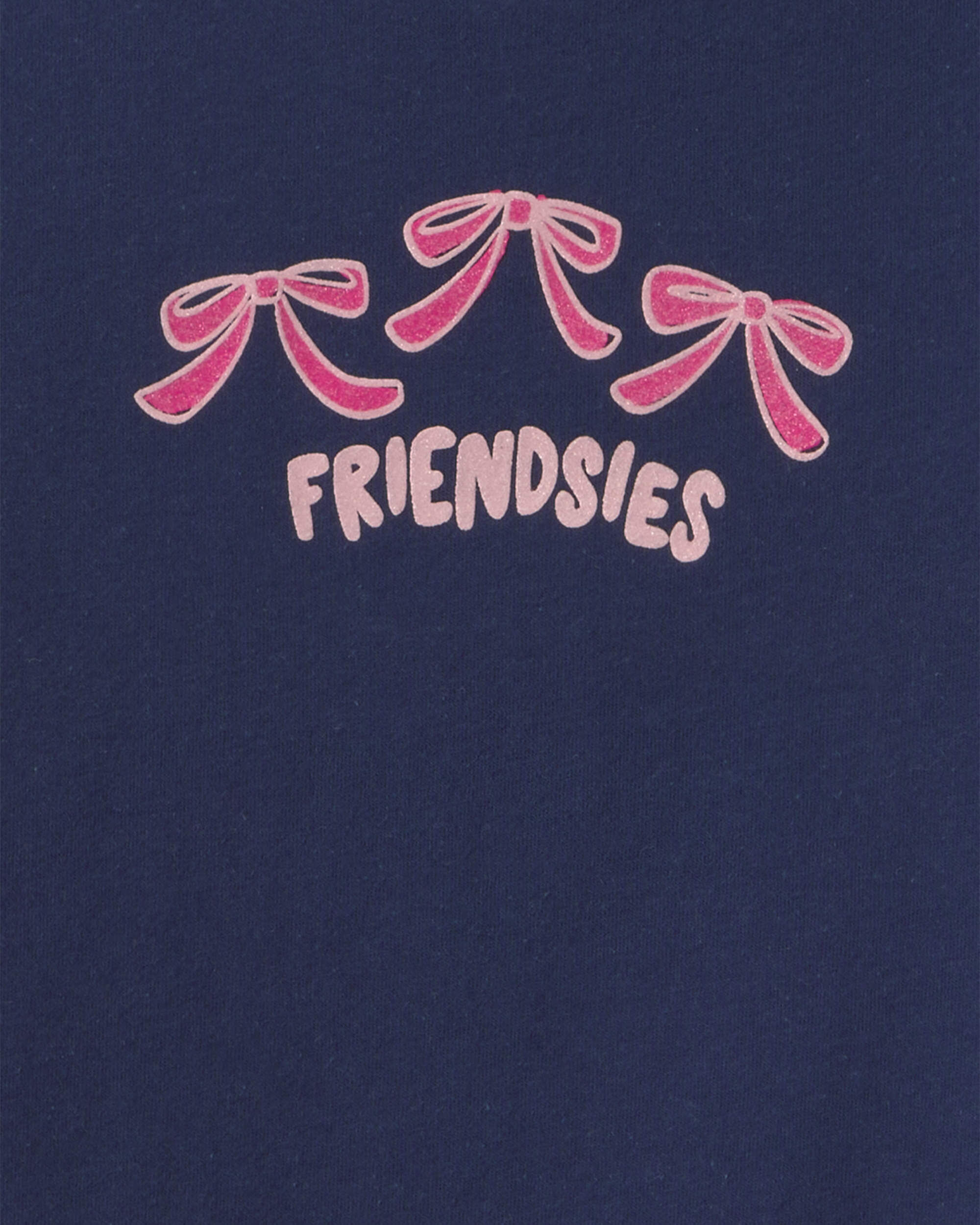 Toddler Girl 'Friendsies' Bow Graphic Tee - Navy Blue - Image 3
