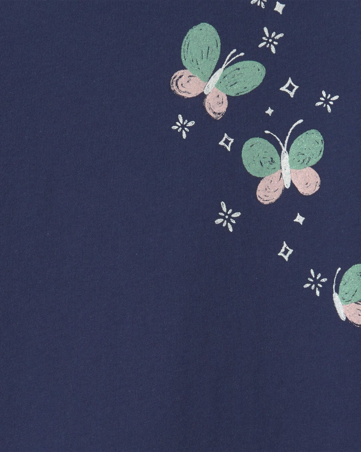 Toddler Girl Butterfly Floral Long-Sleeve Graphic Tee - Navy Blue - Image 2