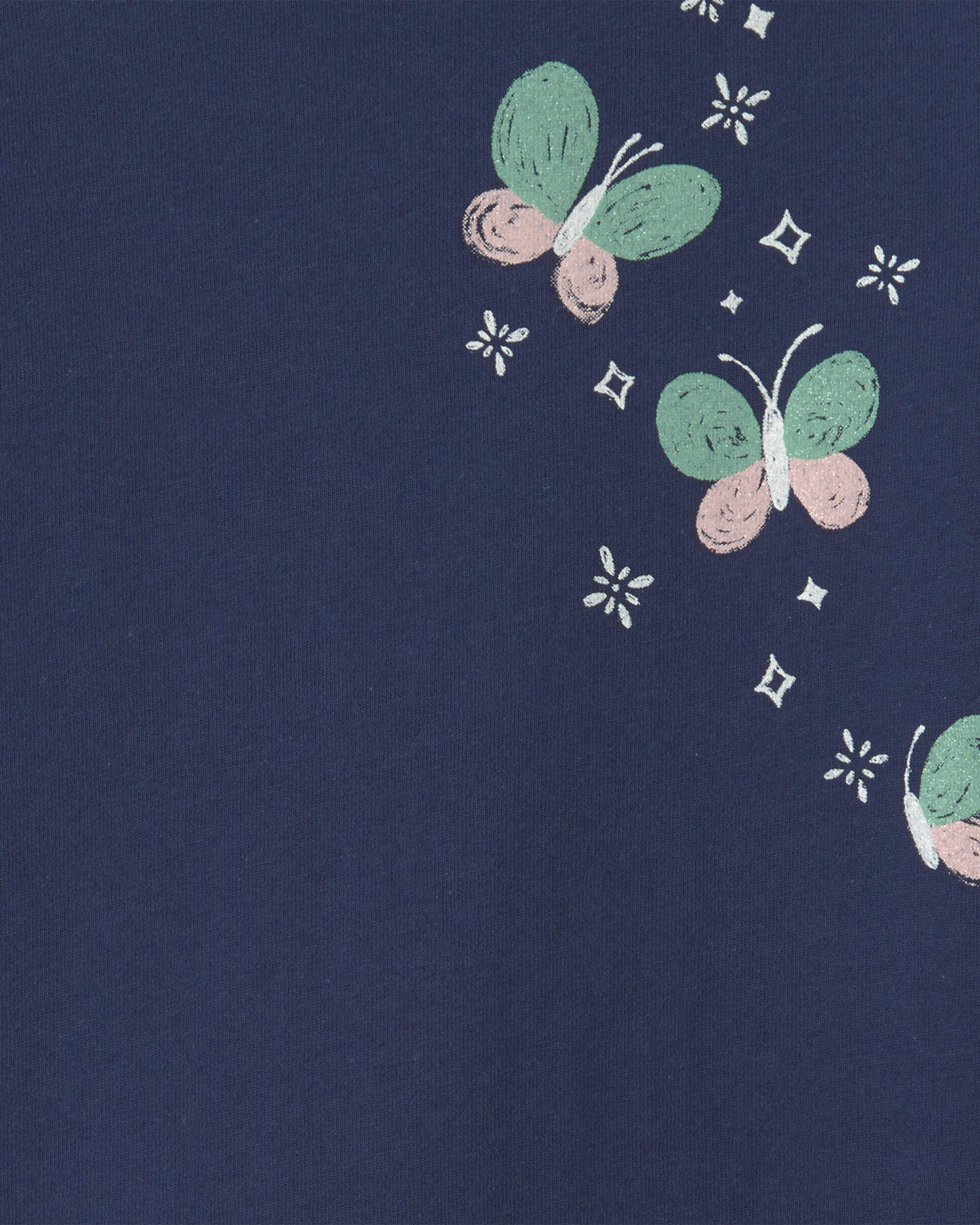 Toddler Girl Butterfly Floral Long-Sleeve Graphic Tee - Navy Blue - Image 3