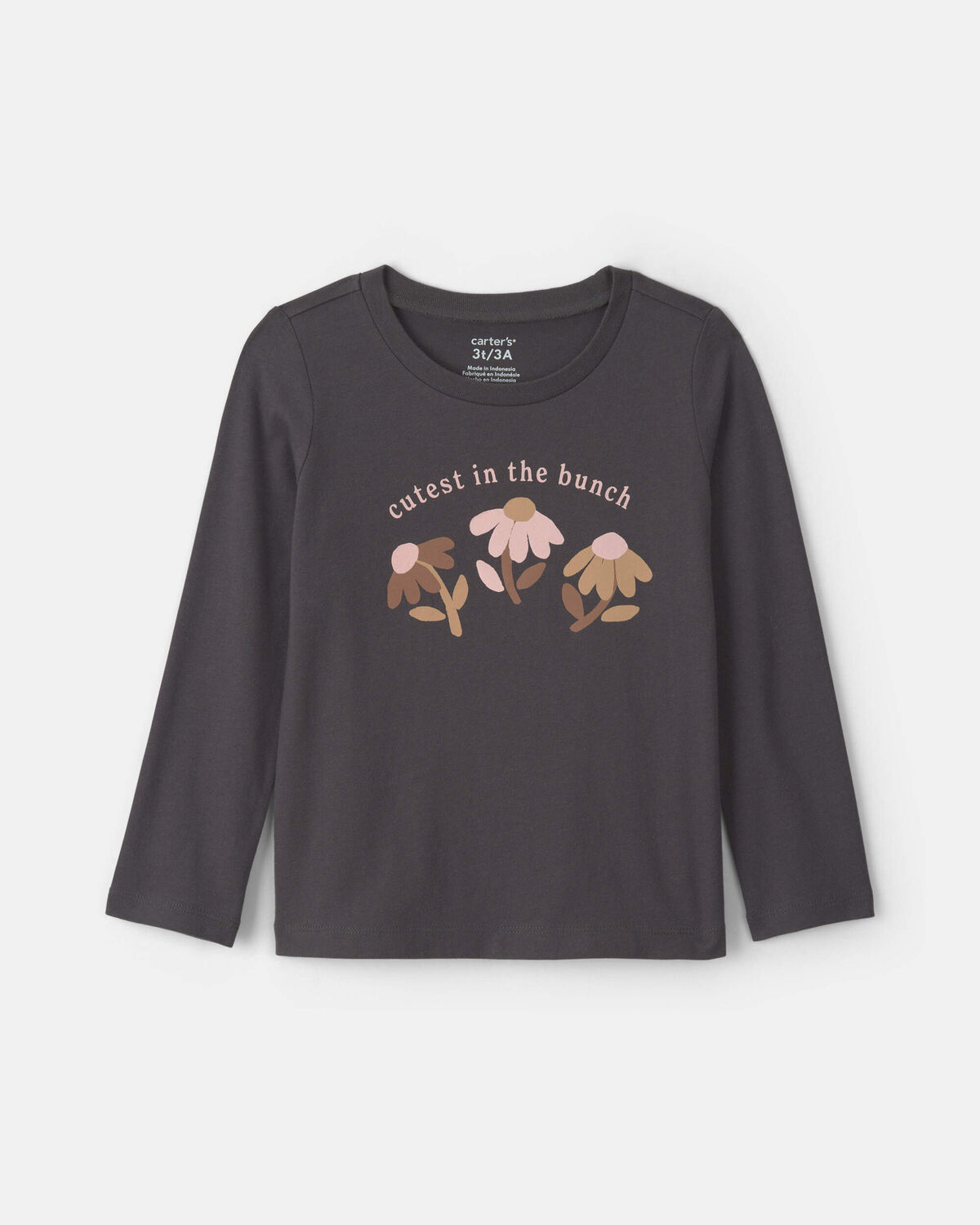 Toddler Girl 'Cutest In The Bunch' Flower Long-Sleeve Graphic Tee - Black