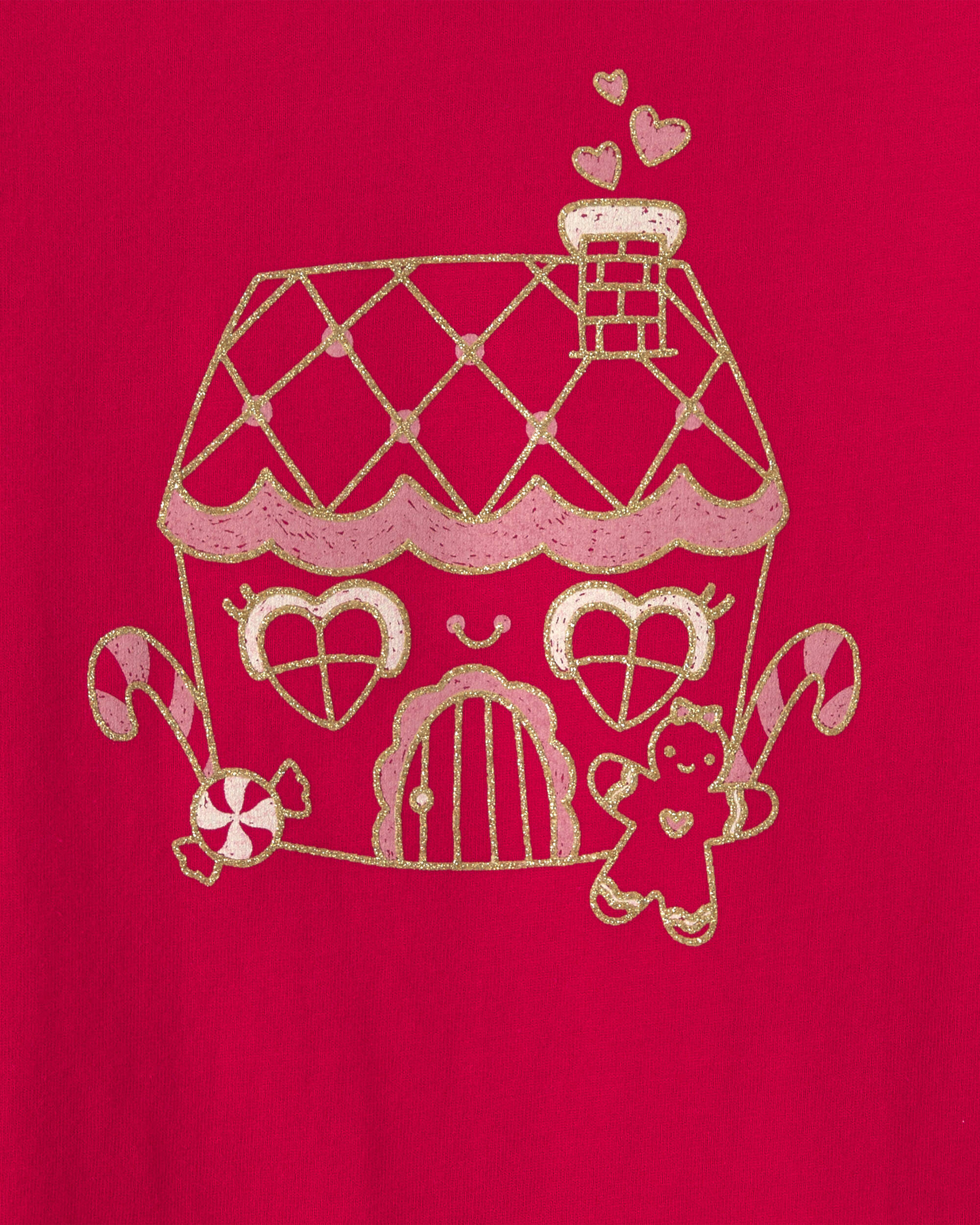 Toddler Girl Gingerbread House Long-Sleeve Graphic Tee - Red - Image 3
