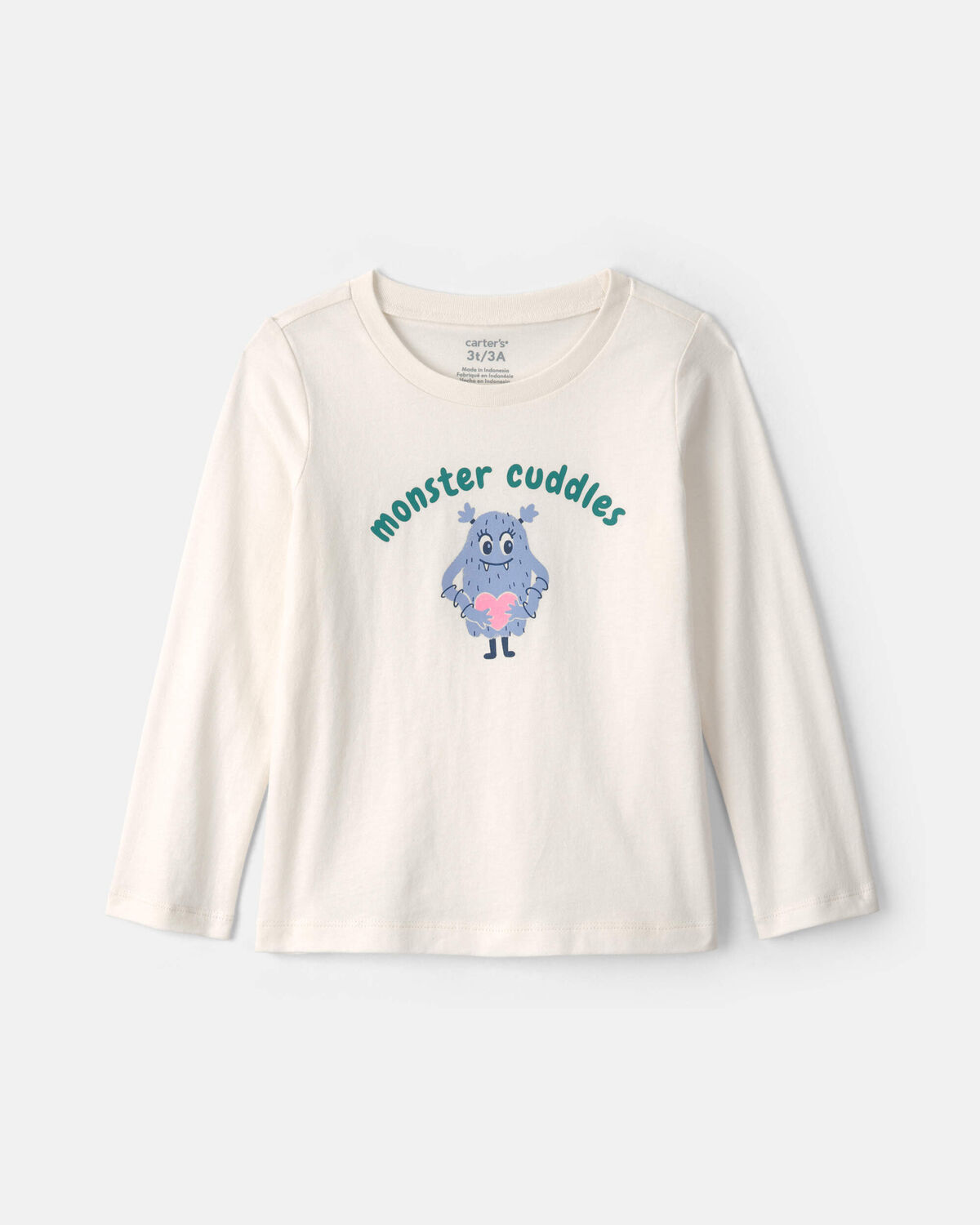 Toddler Girl 'Monster Cuddles' Long-Sleeve Graphic Tee - Cream