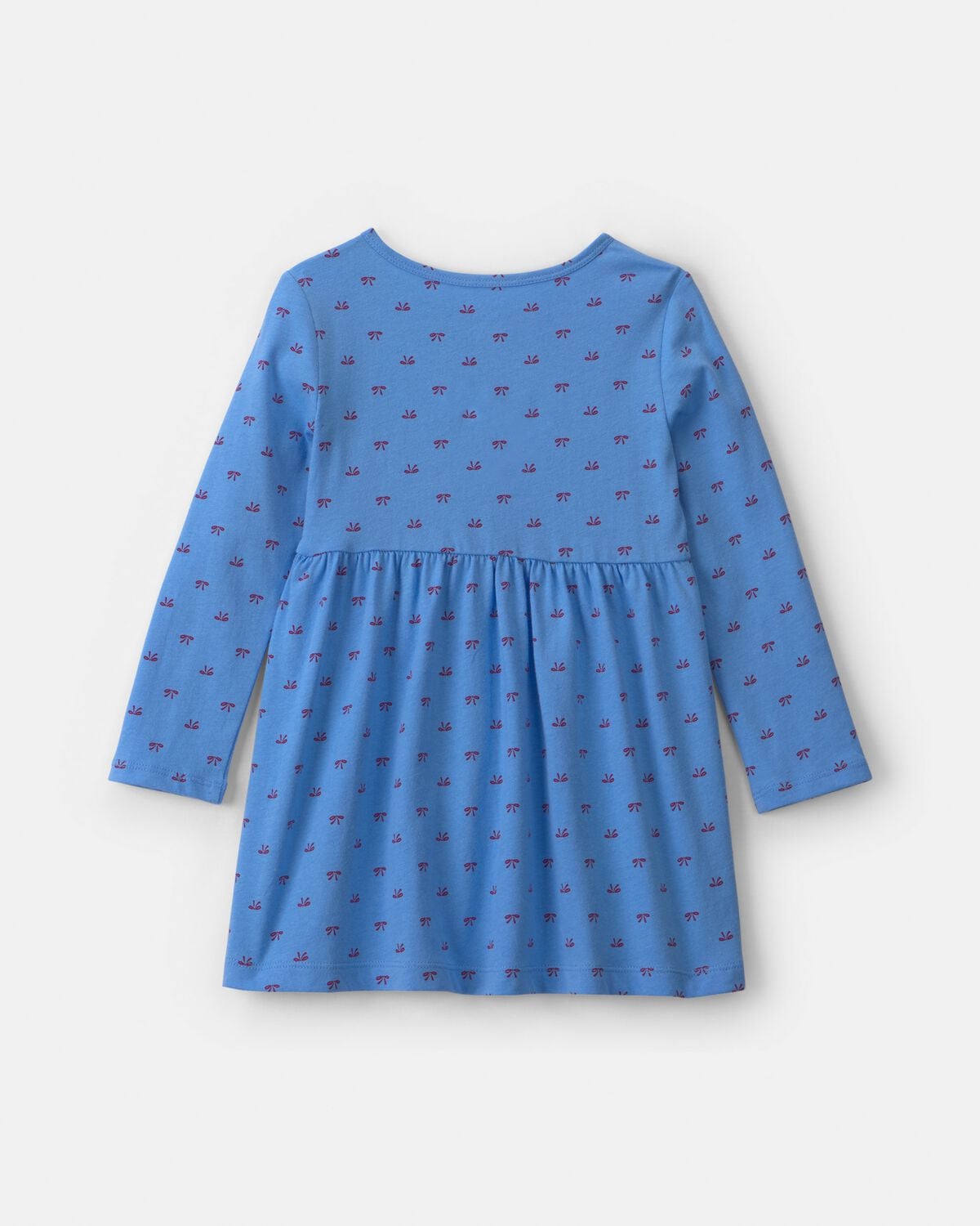 Toddler Girl Bow Long-Sleeve Dress - Blue - Image 2