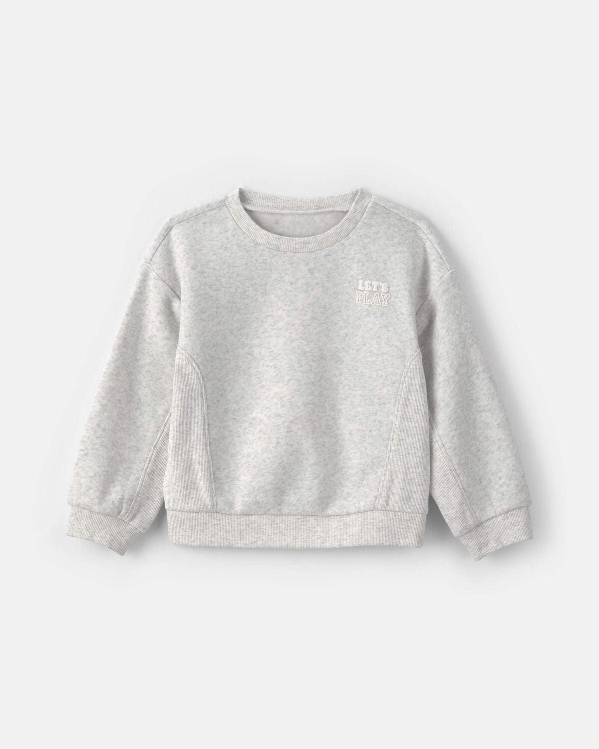 Toddler Girl 'Let's Play' Fleece Pullover Sweatshirt - Grey