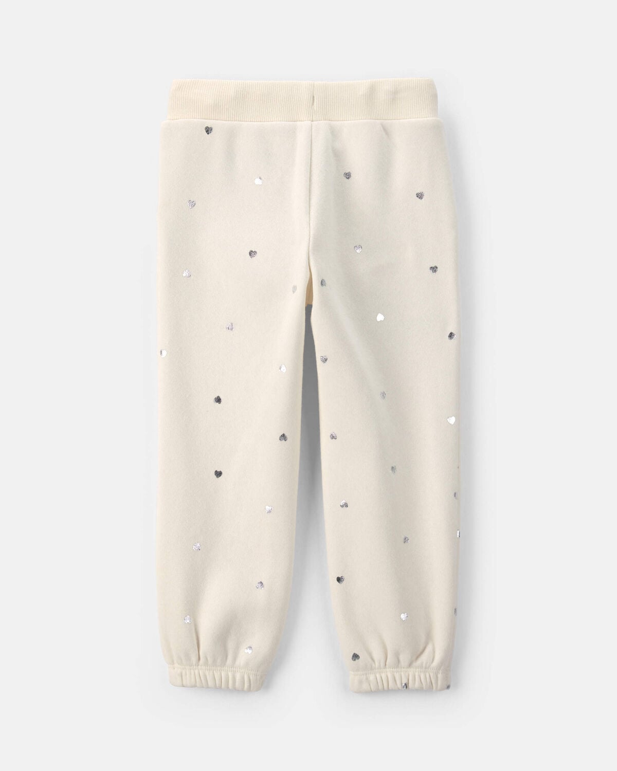 Toddler Girl Polka Dot Fleece Joggers - Cream - Image 2