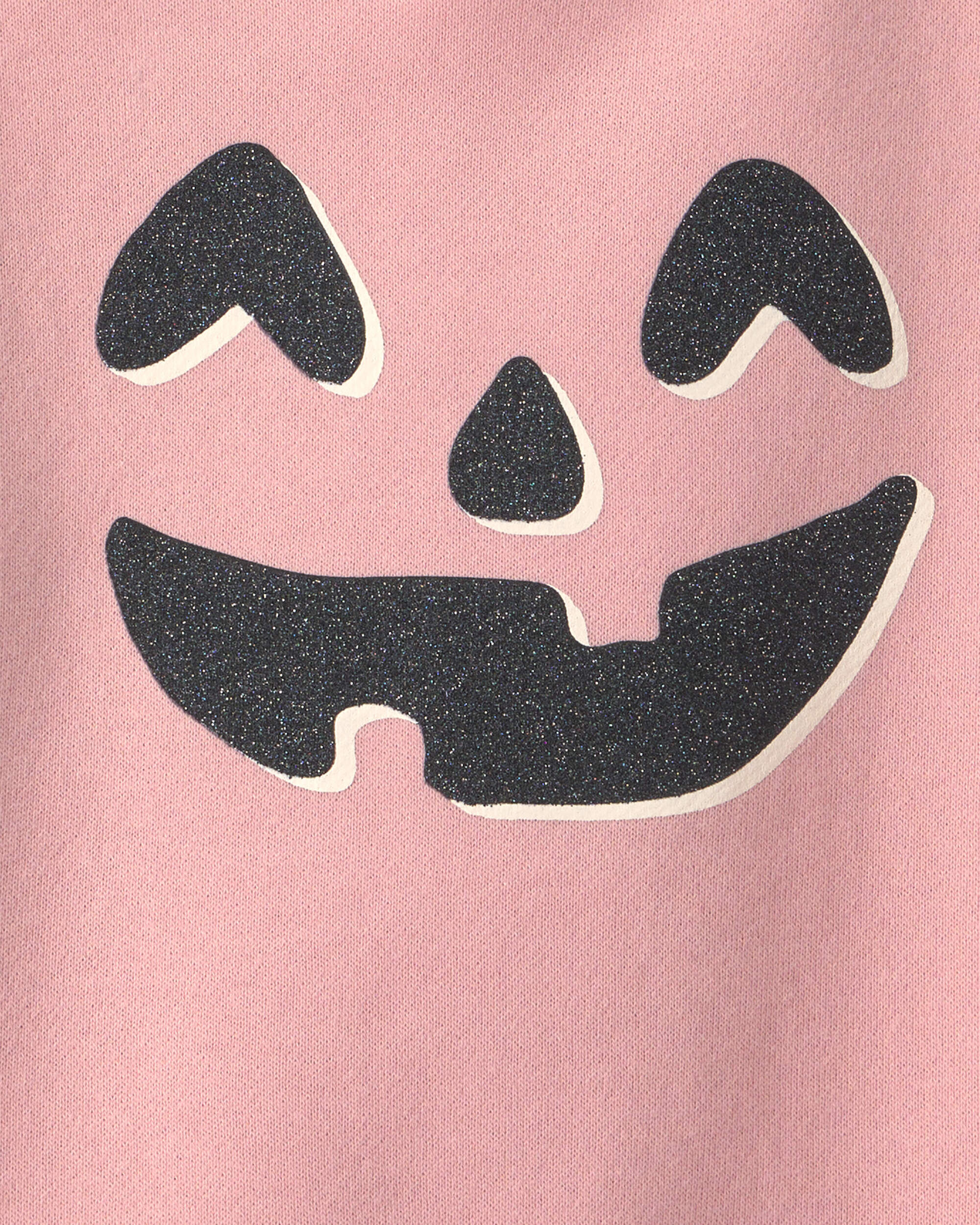 Toddler Girl Pumpkin Halloween French Terry Pullover Sweatshirt - Pink - Image 3