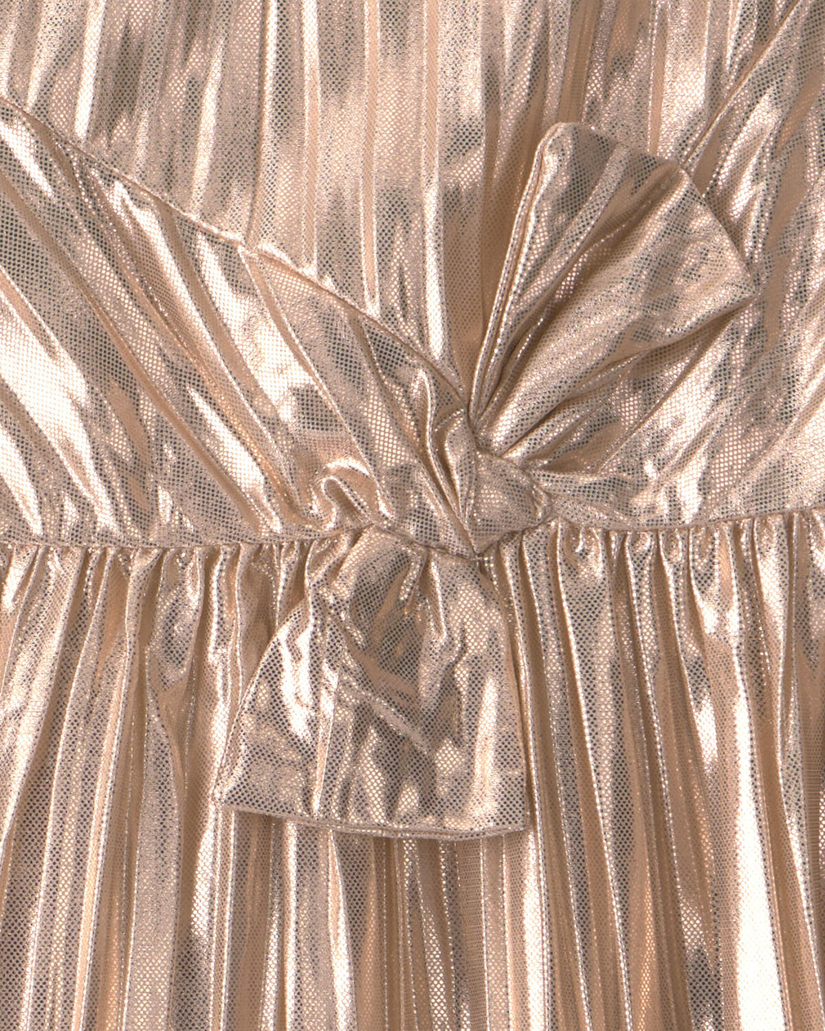 Toddler Girl Metallic Crinkle Bow Dress - Gold - Image 3