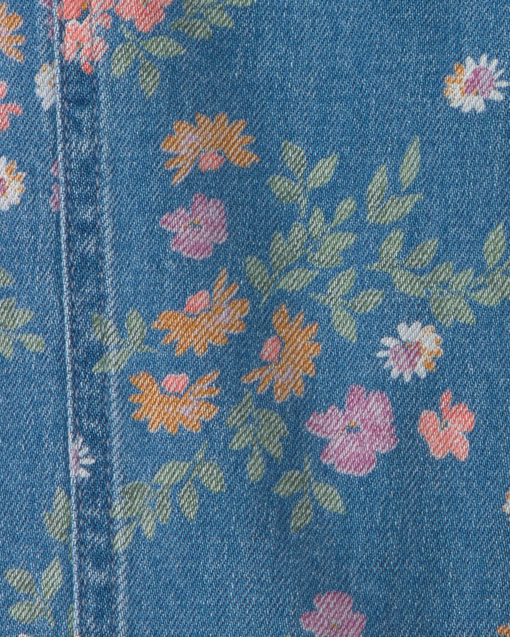 Toddler Girl Floral Denim Wide-Leg Jeans - Dark Wash - Image 5