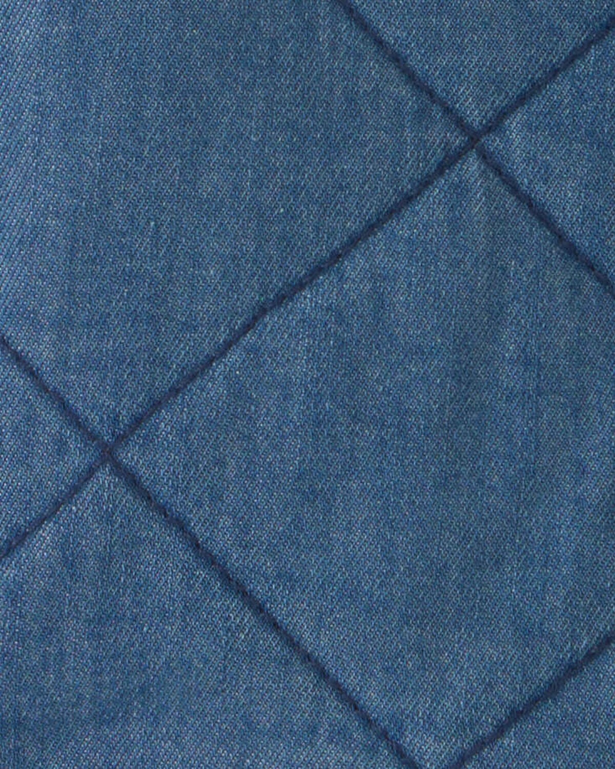 Toddler Girl Quilted Denim Jacket - Medium Wash - Image 2